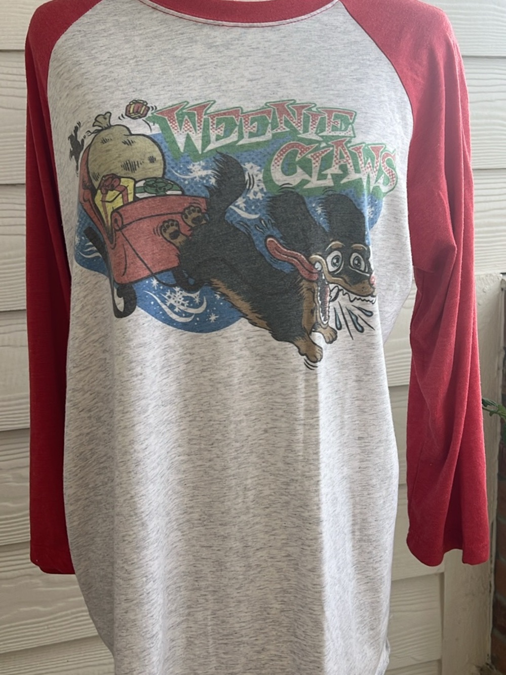 Weenie Claws Dachshund 3/4 Sleeve Raglan Shirt | Large